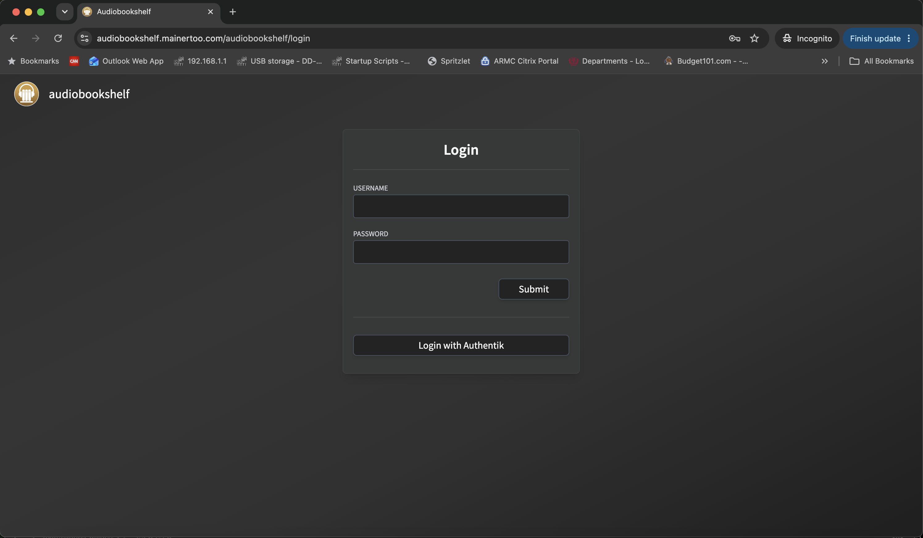 An app's sign-in page